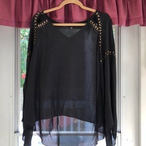 Black with Grommets Flair Top - New without Tags